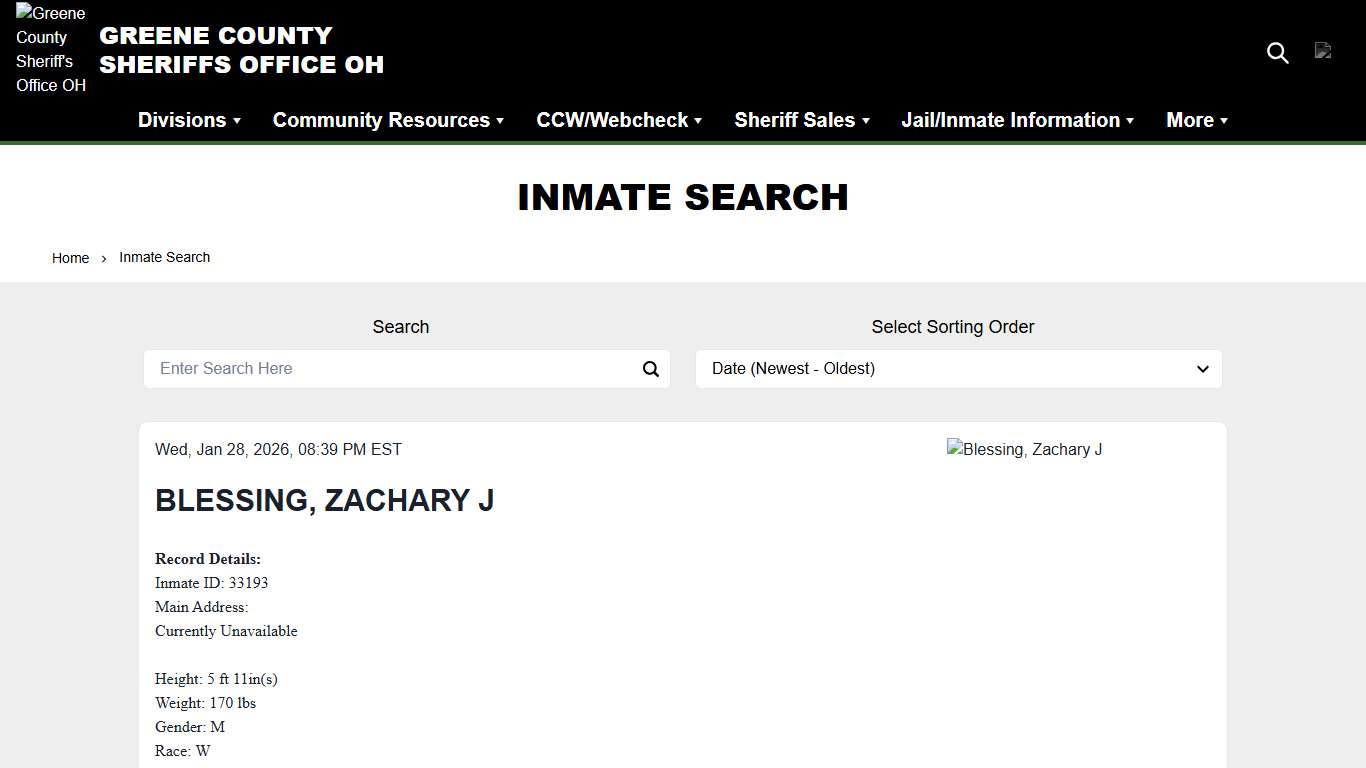Inmate Search Greene County Sheriff's Office OH